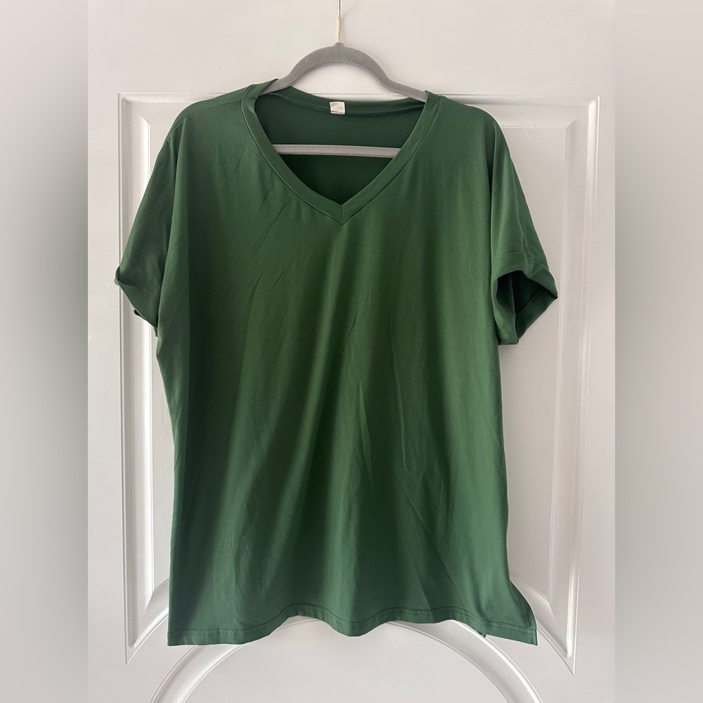 Classic Green V-Neck Women's Top